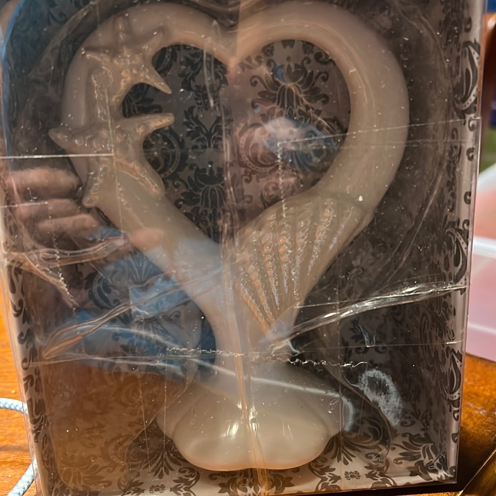 Beach themed heart shaped wedding cake topper